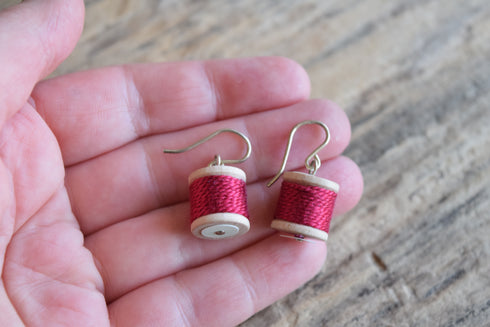 Spool of Thread Dangle Earrings