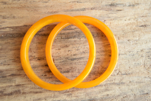 Pair of Yellow Marbled Bakelite Bangles