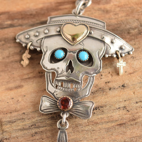 Dangle Sword Dead Head Sterling Necklace - Kit Carson