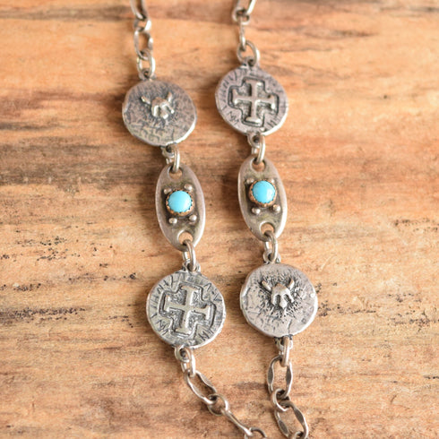 Dangle Sword Dead Head Sterling Necklace - Kit Carson