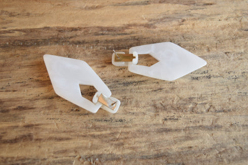 White Marbled Earrings