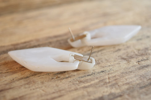 White Marbled Earrings