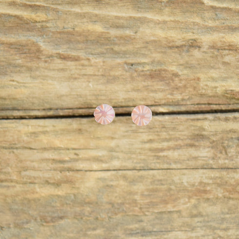 Pink Carved Stud Earrings