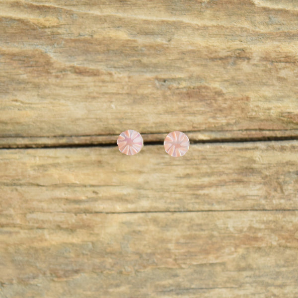 Pink Carved Stud Earrings