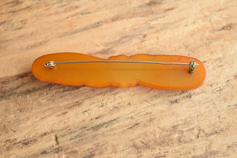 Carved Bakelite Flower Bar Brooch