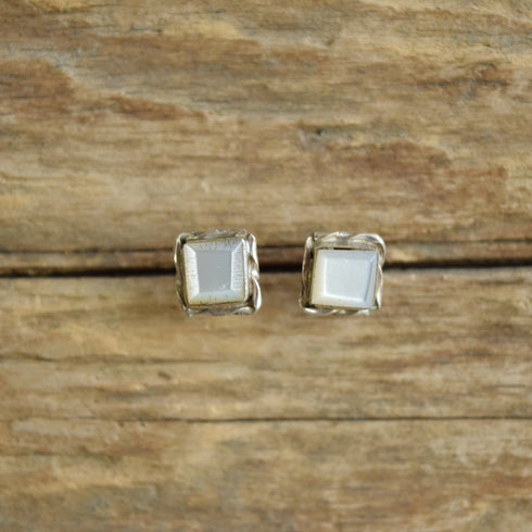 Square mother of pearl stud earrings