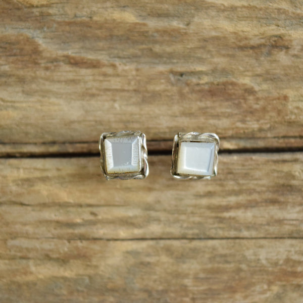 Square mother of pearl stud earrings