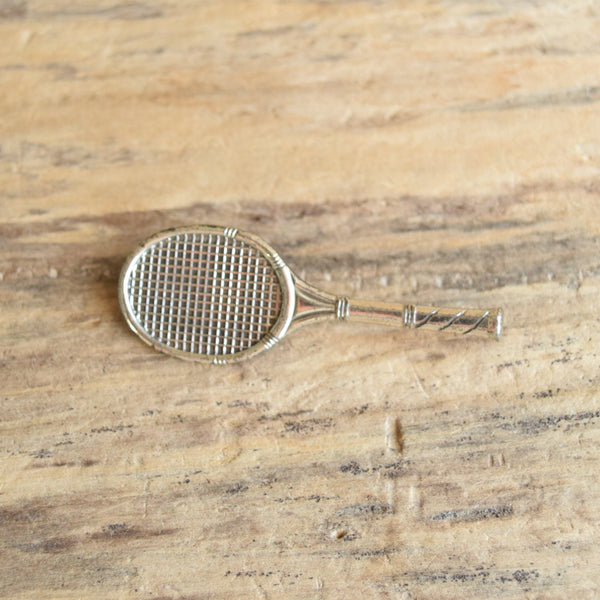 Sterling Silver Tennis Racket Brooch