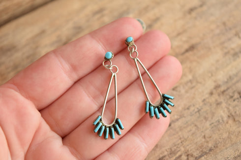 Zuni Petit Point Turquoise Drop Earrings