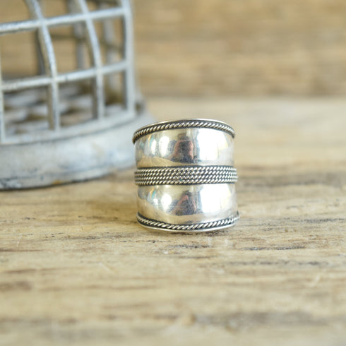 cigar band ring sterling silver size 9