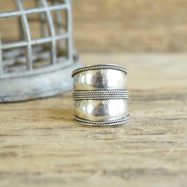 cigar band ring sterling silver size 9