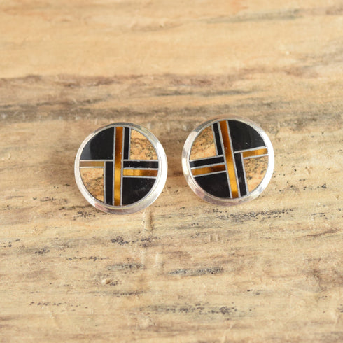 Navajo Inlay round earrings