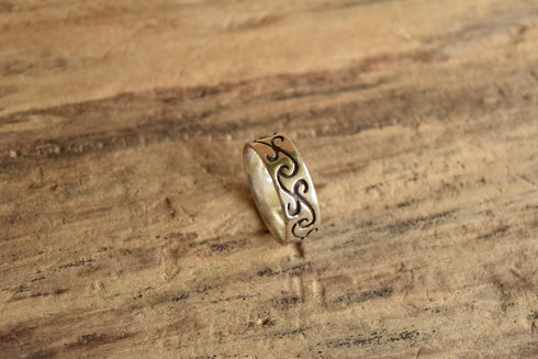 Swirled Silver Band Ring - Size 9