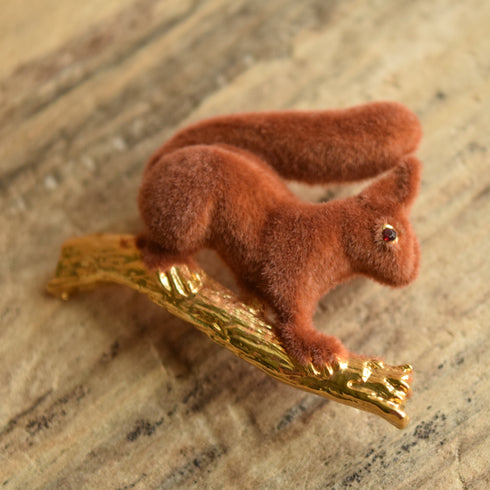 Fuzzy Squirrel Brooch