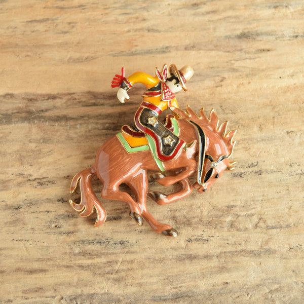 Bob Mackie Bucking Bronco Horse Cowboy Brooch
