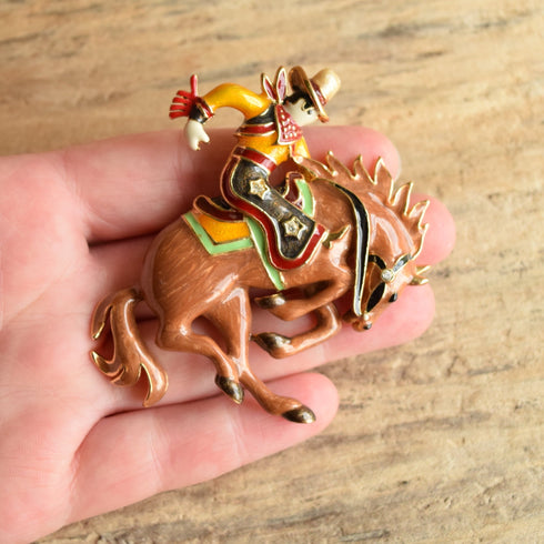 Bucking Bronco Rodeo Brooch - Bob Mackie