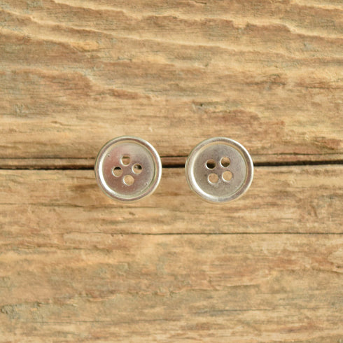 Button Sterling Silver Studs
