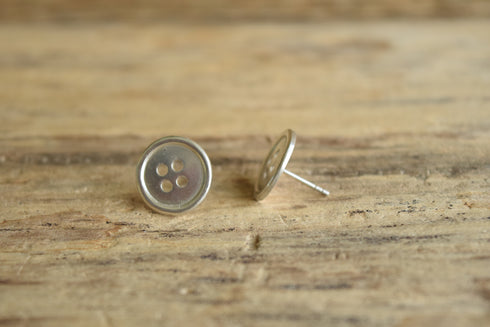 Button Sterling Silver Studs