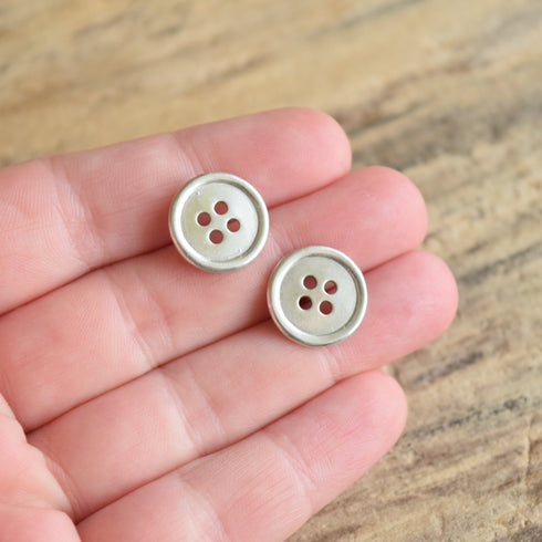 Button Sterling Silver Studs