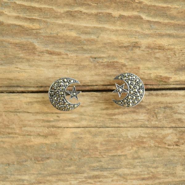 Vintage Moon and Star Earrings