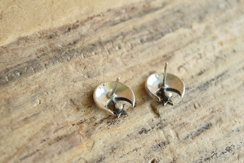 Moon and Stars Sterling Stud Earrings