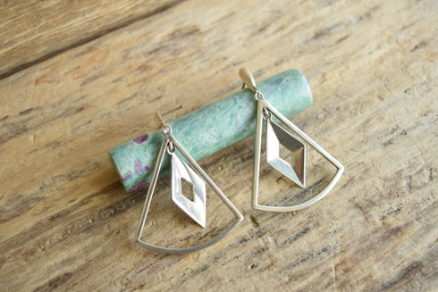 Diamond Sterling Silver Drop Earrings