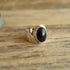 Wide band onyx sterling silver ring oval black stone size 6