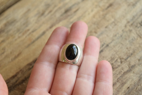 Onyx Wide Band Ring - Size 6