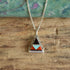 Vintage triangle inlay silver pendant necklace on wood