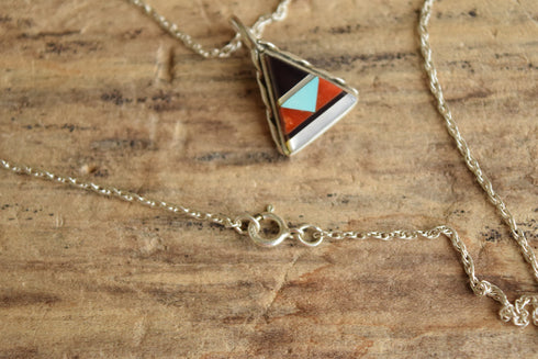 Dainty Inlay Triangle Pendant Necklace