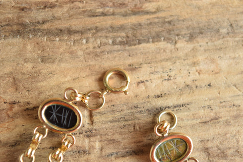 Large Gemstone Scarab Bracelet - 12 K Gold Filled