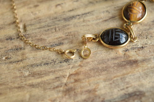 Gemstone Scarab Bracelet - 12K Gold Filled