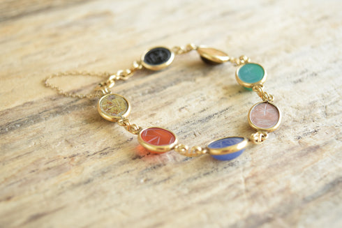 Gemstone Scarab Bracelet - 12K Gold Filled
