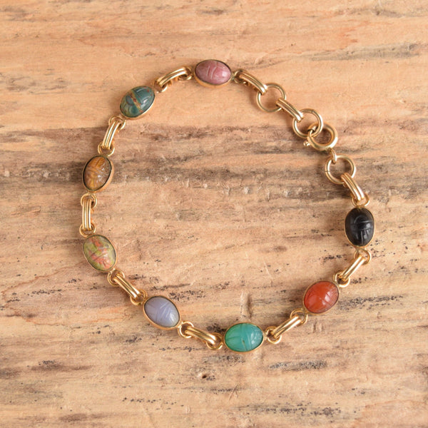 12k gf Tiny Scarab gemstone bracelet
