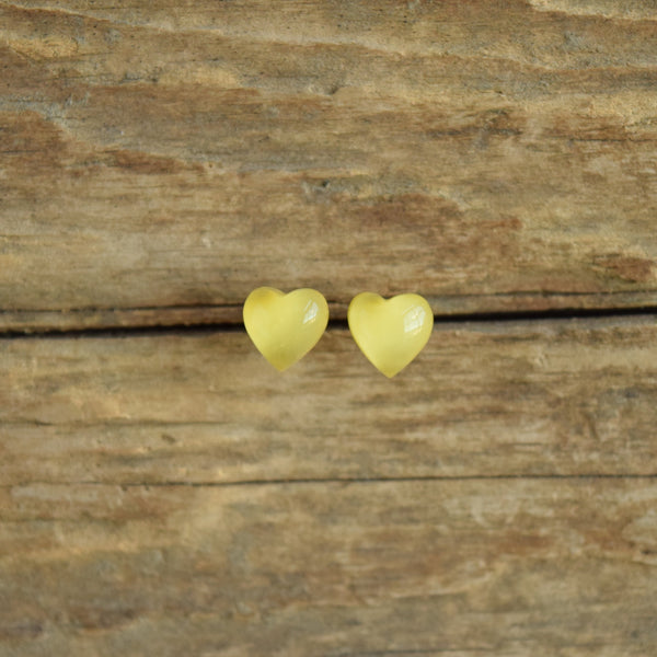 Vintage yellow heart shaped stud earrings