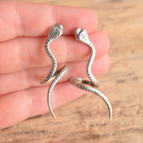 Sterling Silver Snake Earrings