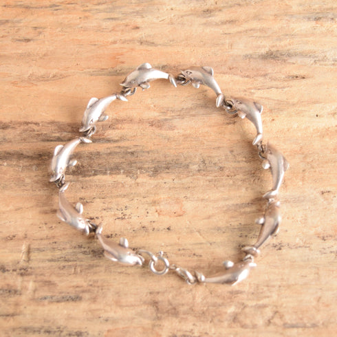 Sterling Silver Dolphin Link Bracelet