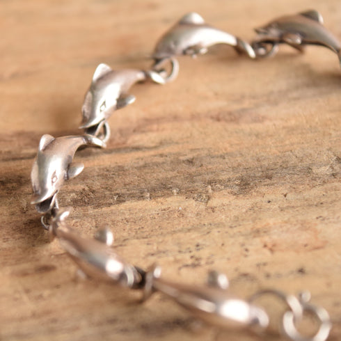 Sterling Silver Dolphin Link Bracelet