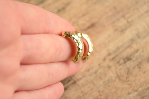 Gold Toned Hammered Earrings