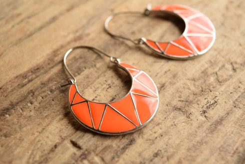 Neon Orange Hoop Earrings