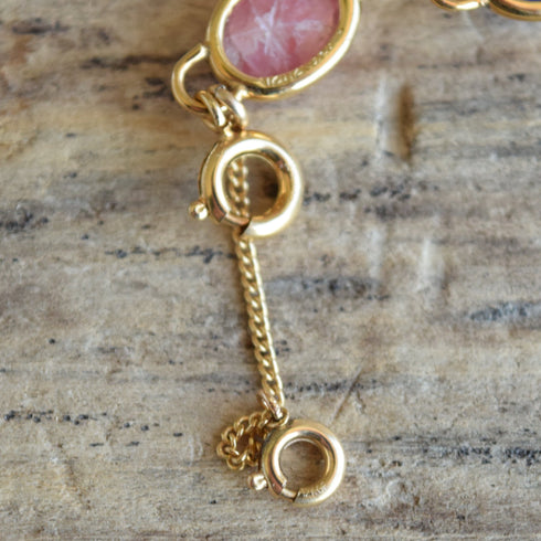 9 Link Gemstone Scarab Bracelet - 12K Gold Filled