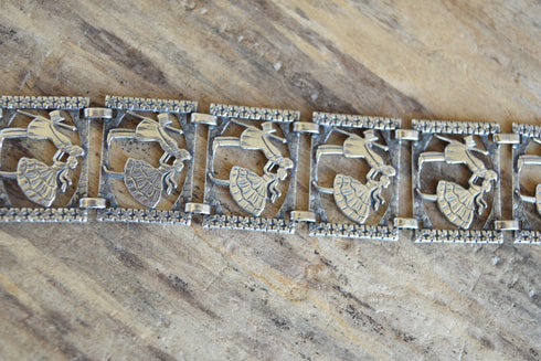Romance Sterling Silver Panel Bracelet
