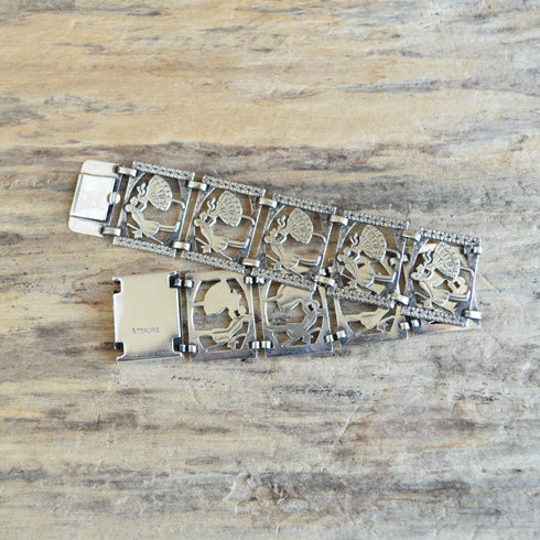 Romance Sterling Silver Panel Bracelet