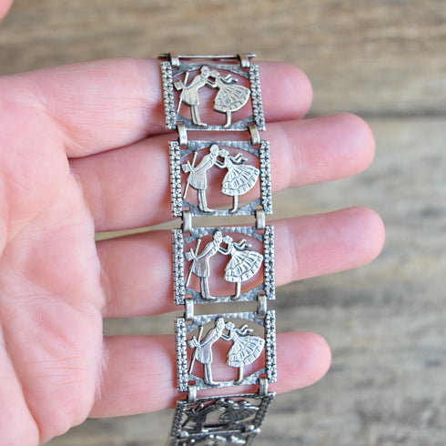 Romance Sterling Silver Panel Bracelet