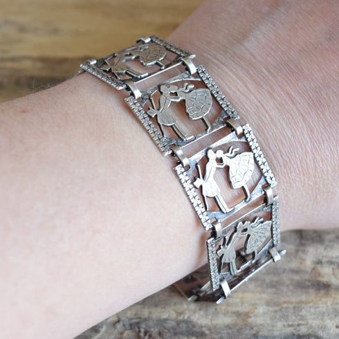 Romance Sterling Silver Panel Bracelet