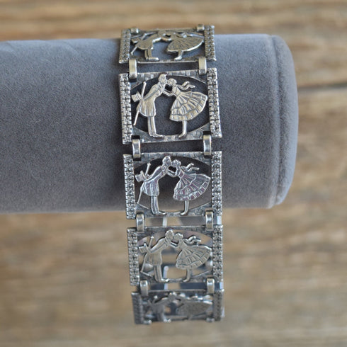 Romance Sterling Silver Panel Bracelet