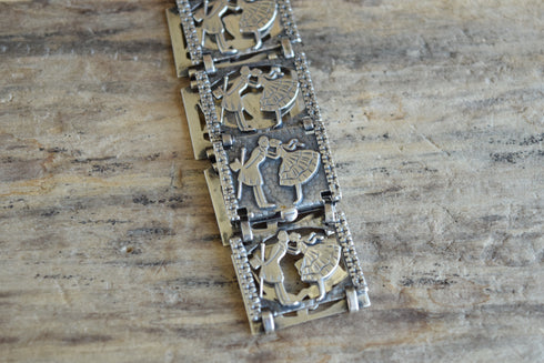 Romance Sterling Silver Panel Bracelet