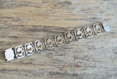 Romance Sterling Silver Panel Bracelet