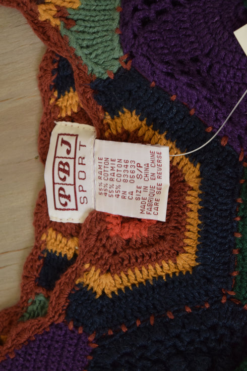 Patchwork Crochet Sweater - Small