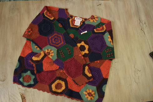Patchwork Crochet Sweater - Small